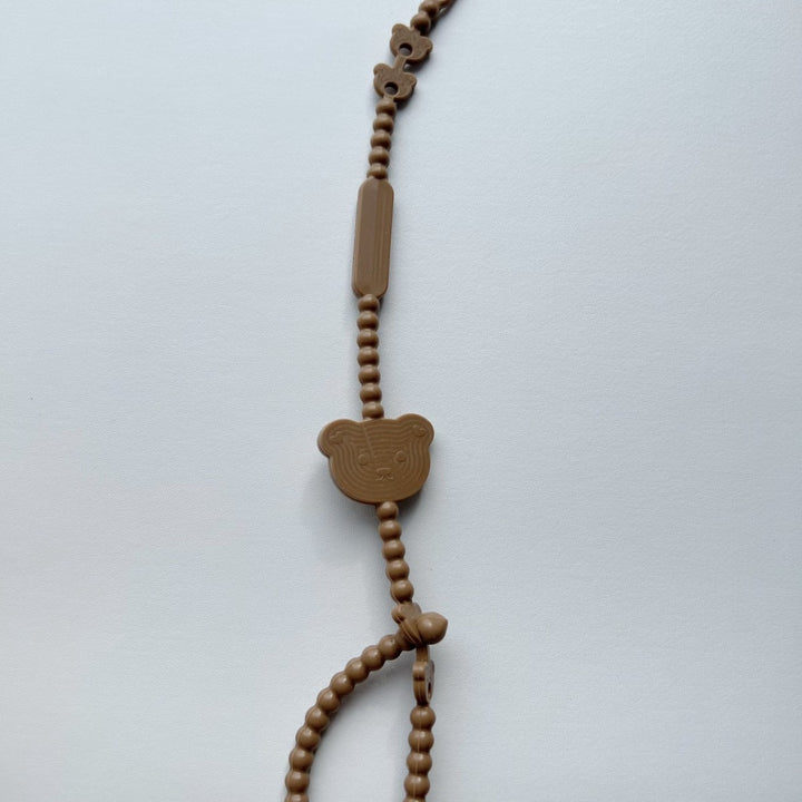 Silicone Beaded Pacifier Lanyard with Bear Teether and Quick-Release Safety Clip