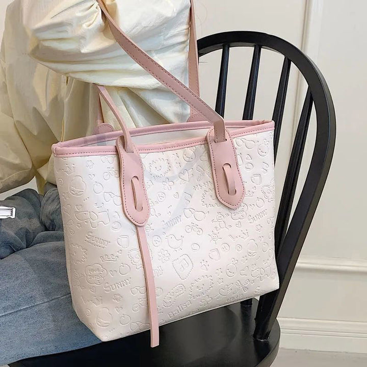 Embossed Graphic Design Tote Bag Kalsten