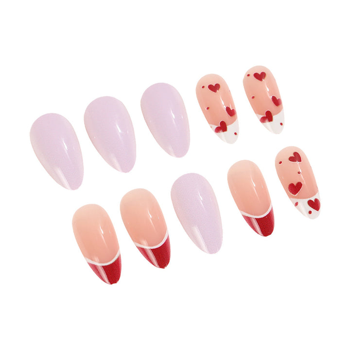 Artificial nails set with romantic heart designs Kalsten