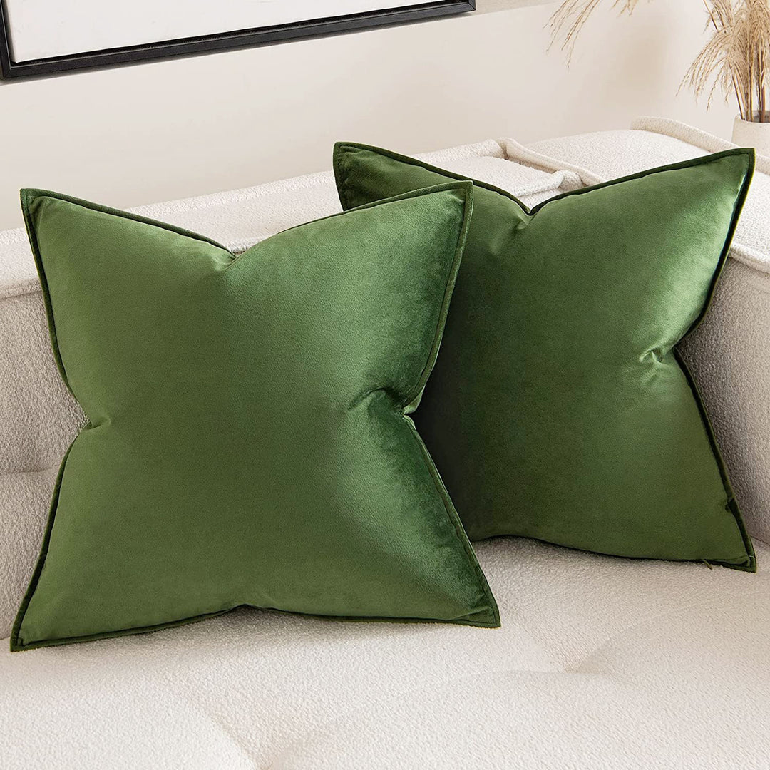 Plush Velvet Square Throw Pillow Set with Hidden Zipper and Down-Alternative Insert
