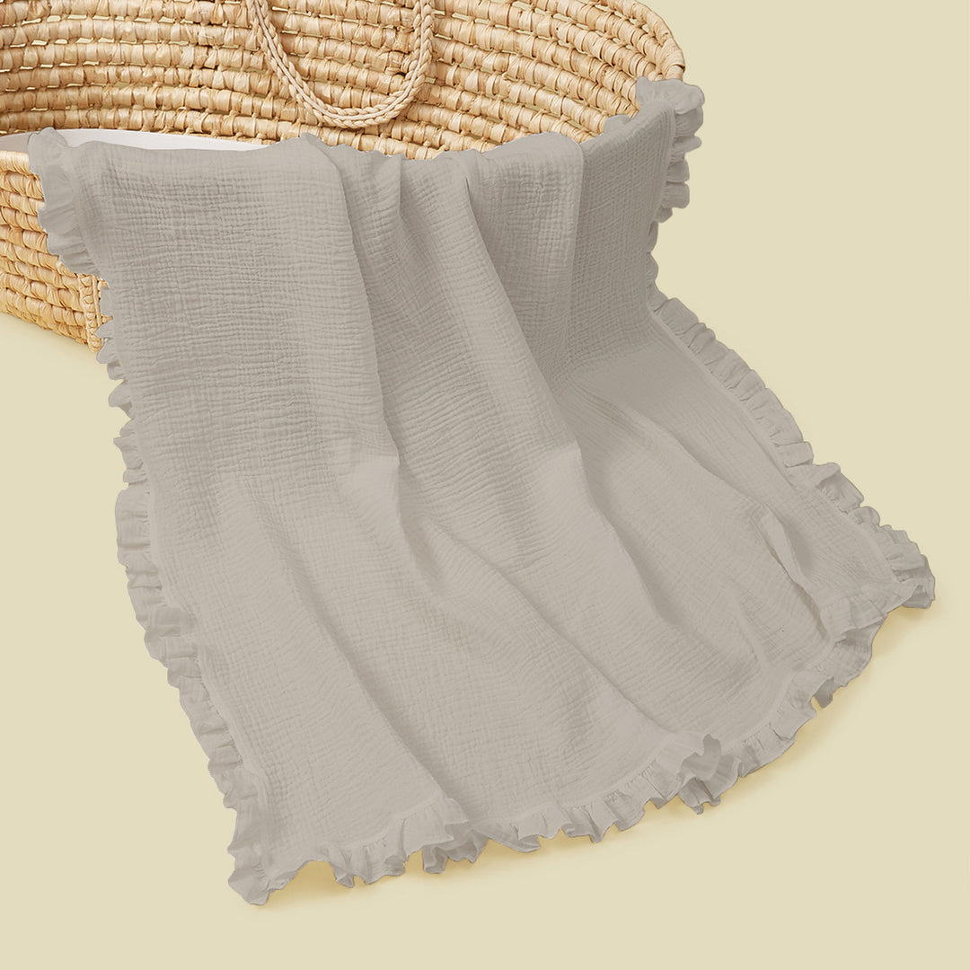 Soft Muslin Blanket with Ruffled Edges kalsten