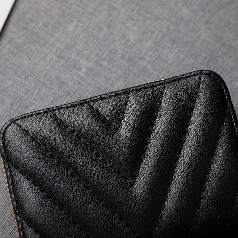 Compact Zippered Wallet with Card Organizer