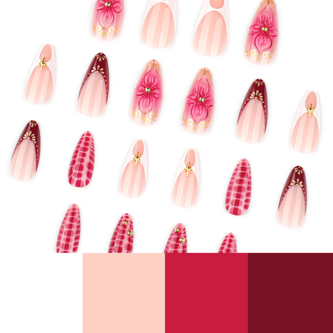Artistic Nail Art with Floral and Glitter Accents Kalsten