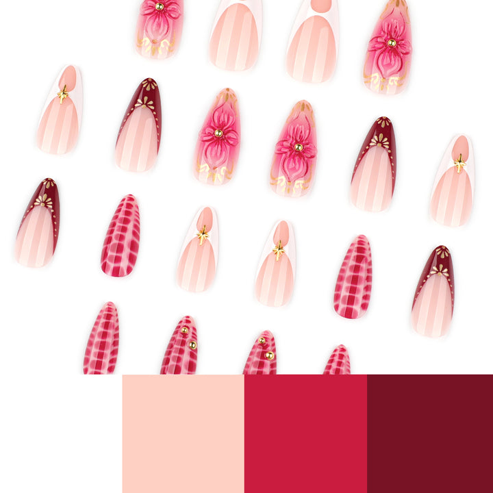 Artistic Nail Art with Floral and Glitter Accents Kalsten