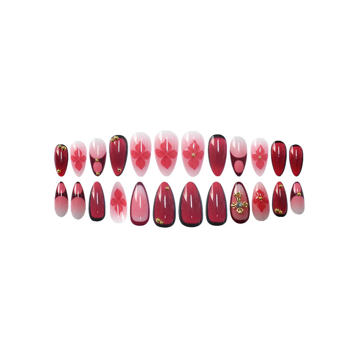 Premium Artistic Floral Stiletto Press-On Nails Kalsten