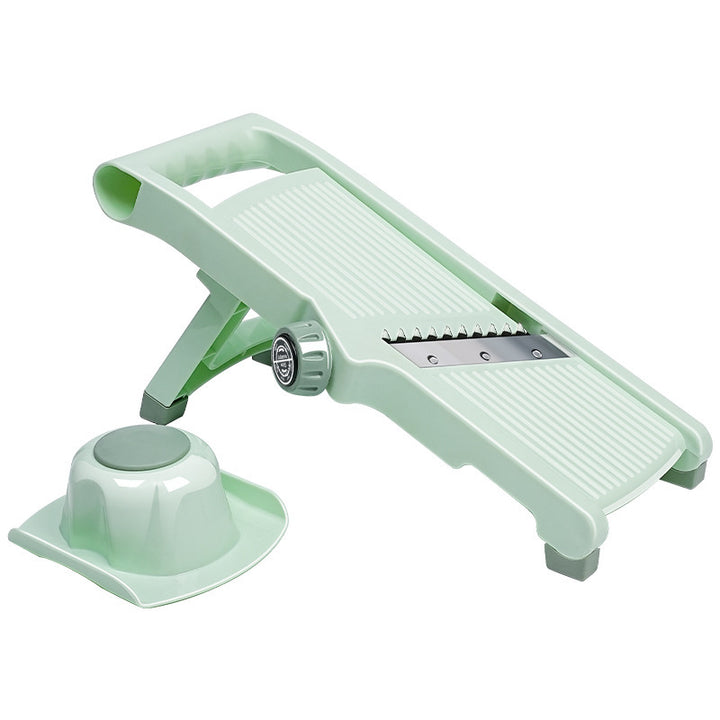 Adjustable Incline Mandoline Slicer with Interchangeable V-Blade and Suction Safety Holder