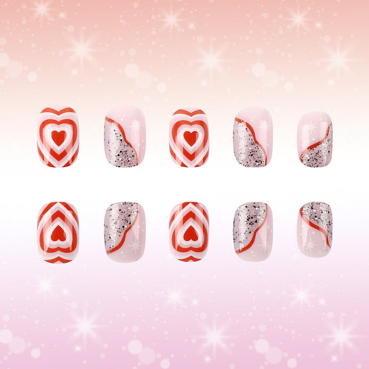 Heart-Themed Gel Nail Art Kalsten