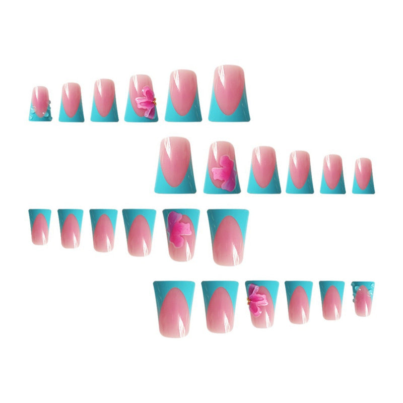 Artistic Press-On Nail Extensions with Floral Accents Kalsten
