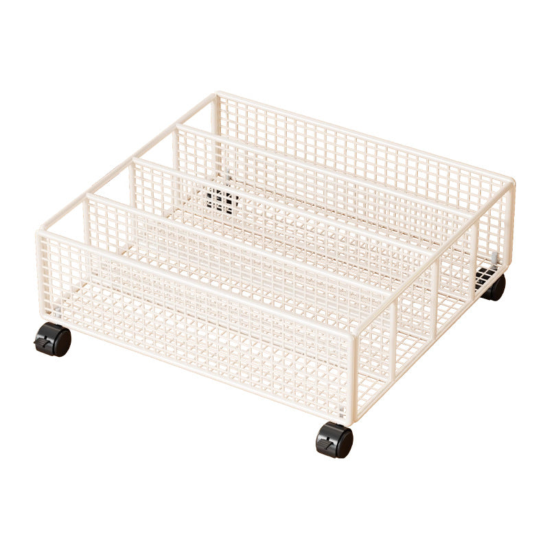 Low-Profile Metal Mesh Under-Bed Shoe Storage Drawer with Removable Dividers