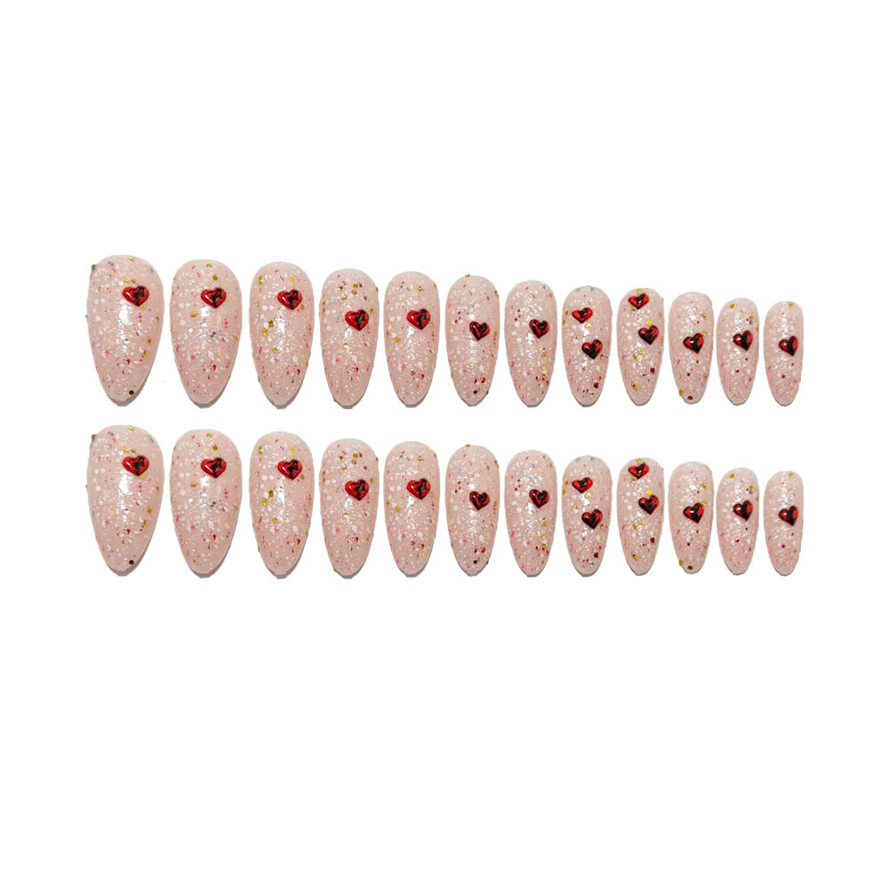 Glittering artificial nails with heart-shaped accents Kalsten