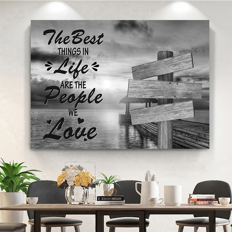 Family Quote Canvas Wall Art With Rustic Signpost Dock Photographic Print