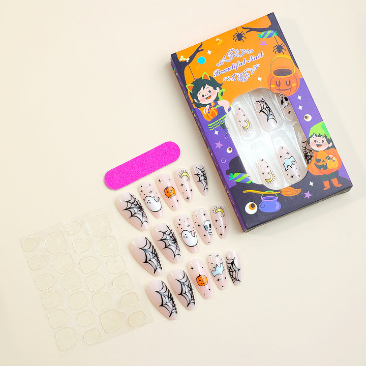Creative Halloween Art Nail Set with Entertaining Ghost and Pumpkin Motifs Kalsten