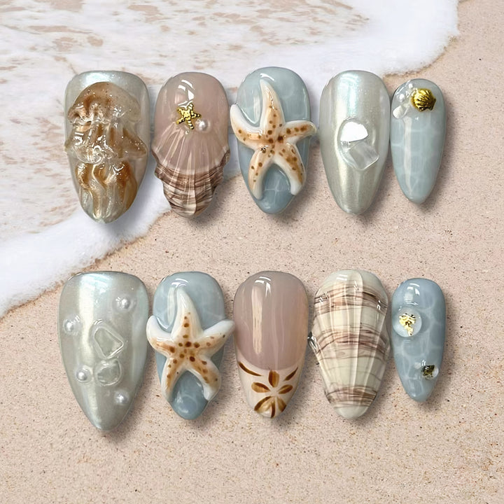 Artistic Ocean-Inspired Nail Art Set