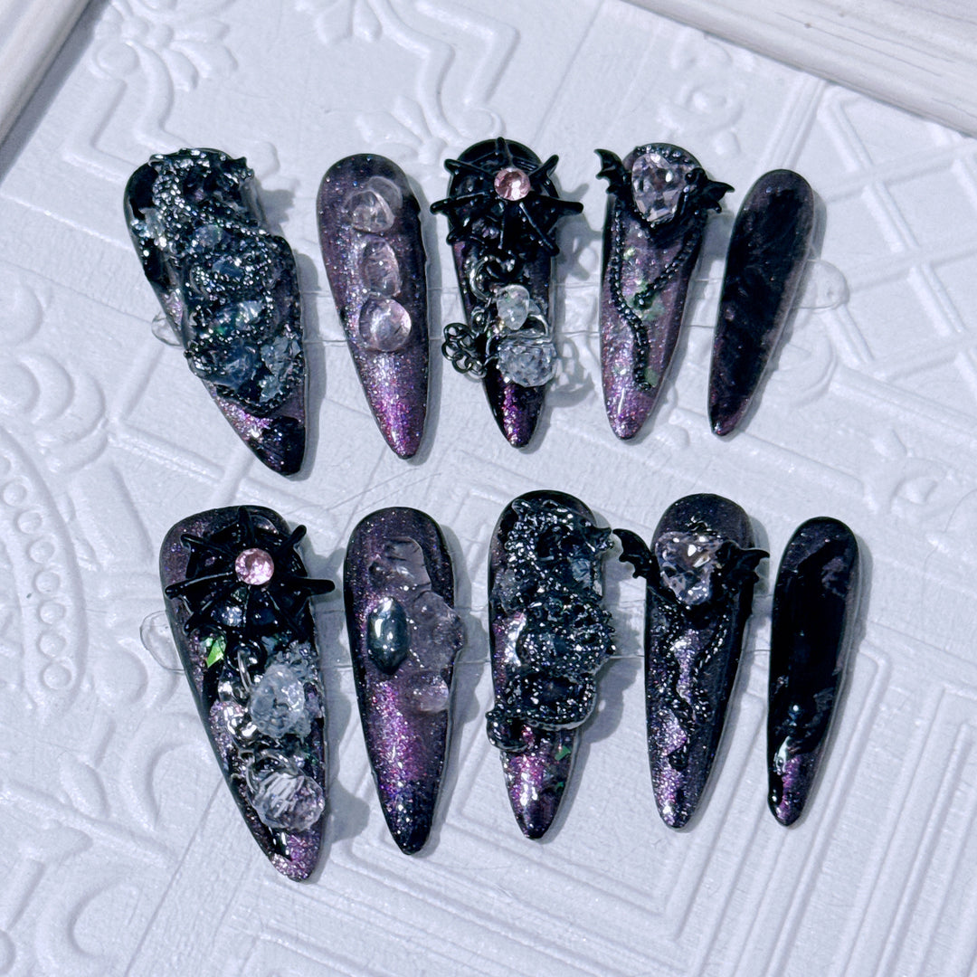 Gothic-Inspired Decorative Spider Nail Art Set