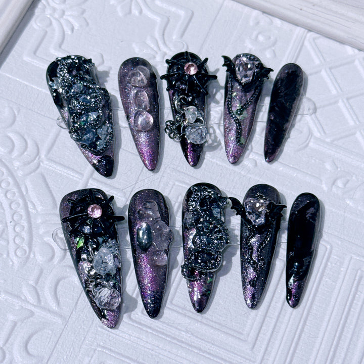 Gothic-Inspired Decorative Spider Nail Art Set
