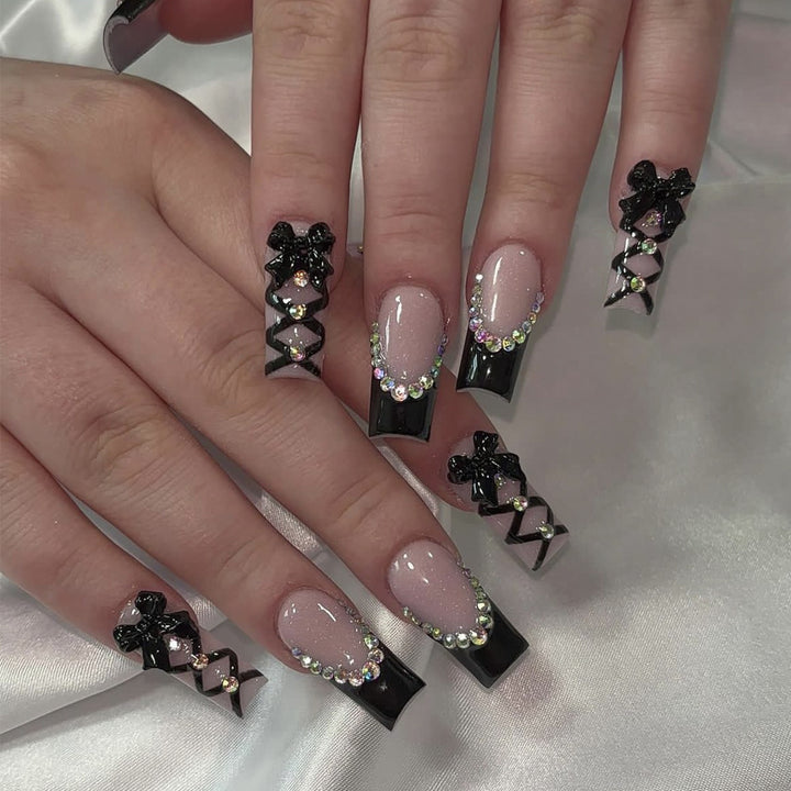 Decorative 3D Nail Art Extensions with Bow Accents Kalsten