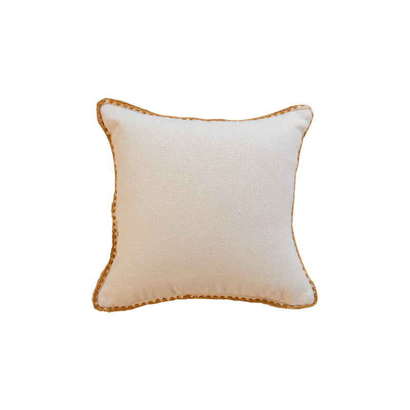 Decorative Bohemian Fringe Throw Pillow Cushion with Textured Macramé Trim
