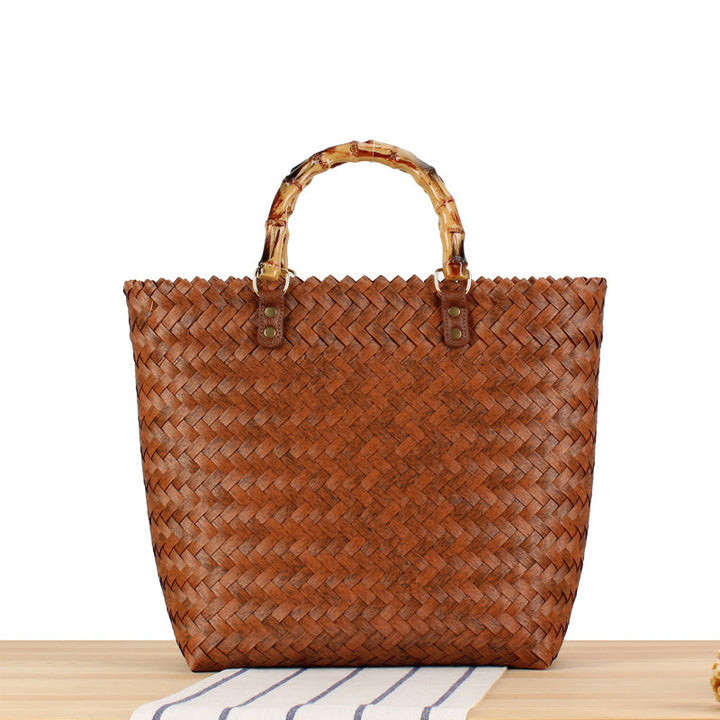 Handbag Made of High-Quality Woven Material with Bamboo Handles Kalsten