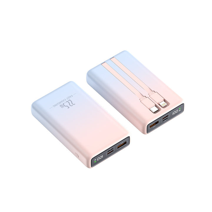Portable power bank with integrated charging cable and digital charge level display Kalsten