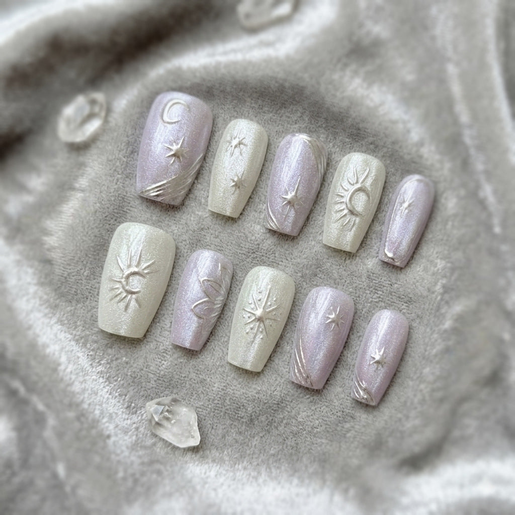 Celestial-Themed Press-On Nail Art Set