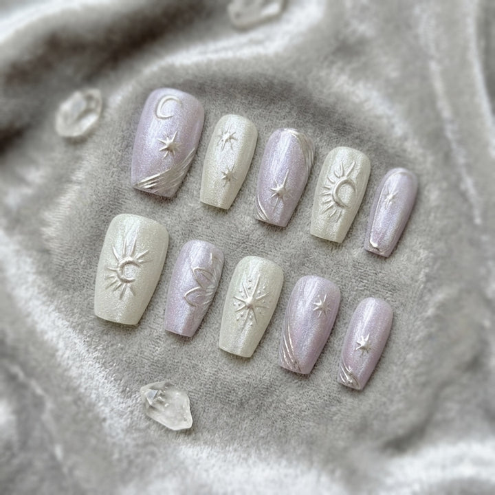 Celestial-Themed Press-On Nail Art Set