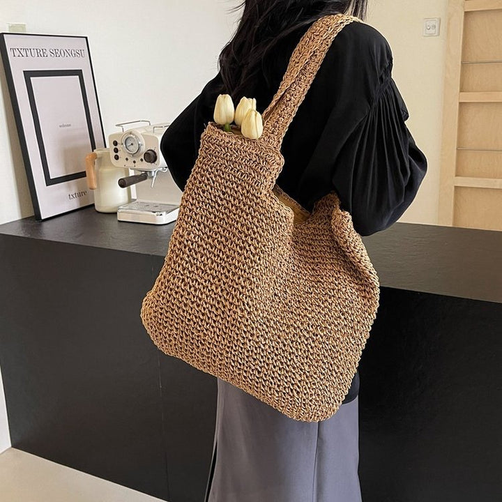 Hand-knotted straw tote bag Kalsten