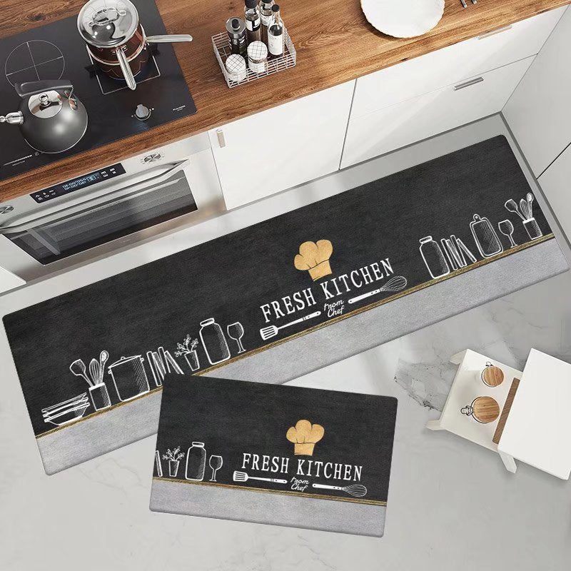 Marble-Pattern Kitchen Runner Mat Set Kalsten