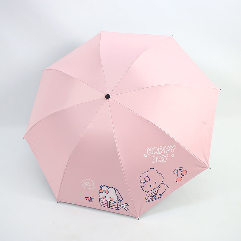 Ladies folding umbrella with playful design and cheerful Kalsten motif