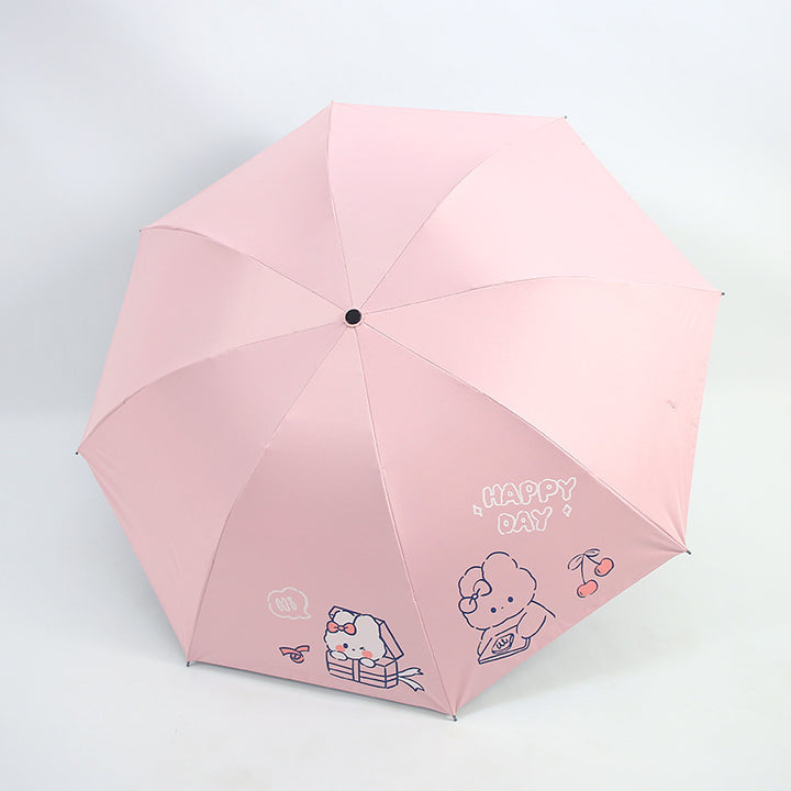 Ladies folding umbrella with playful design and cheerful Kalsten motif