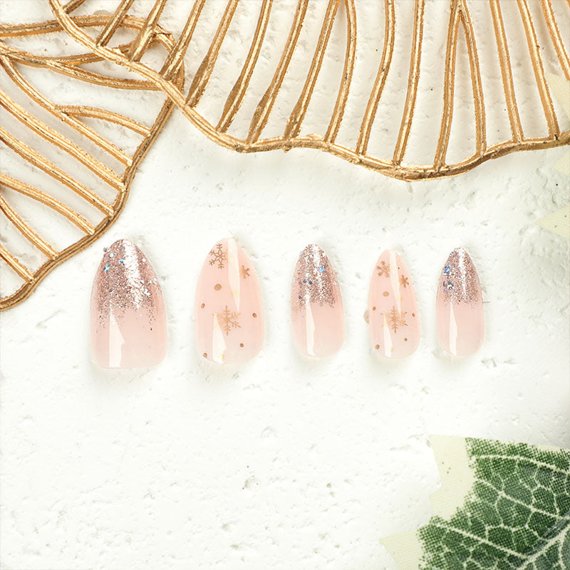 Elegant artificial nails with glitter and snowflake decor Kalsten