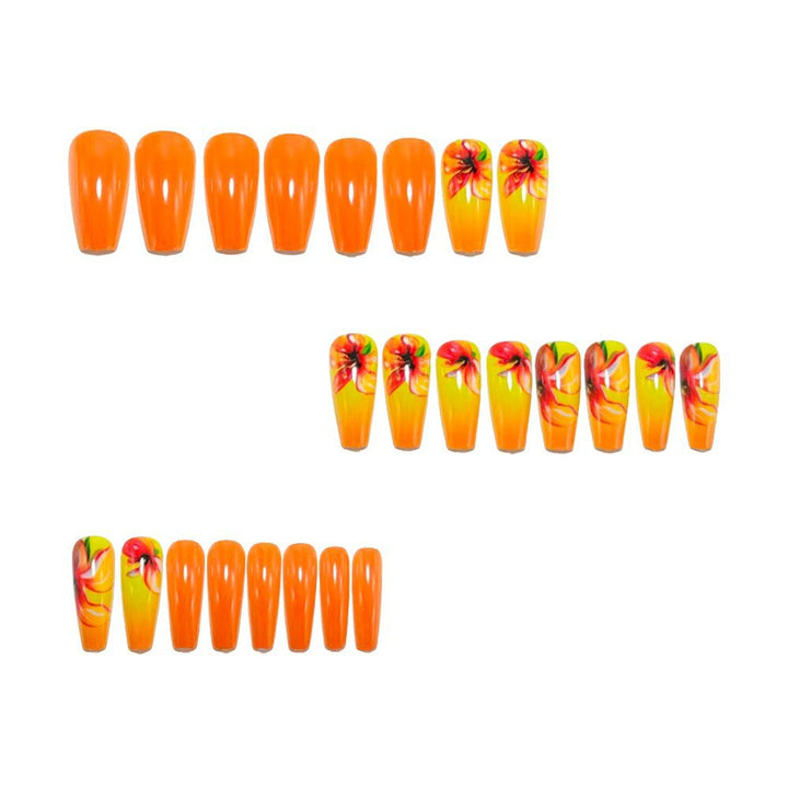 Acrylic nails with gradient color and floral design Kalsten