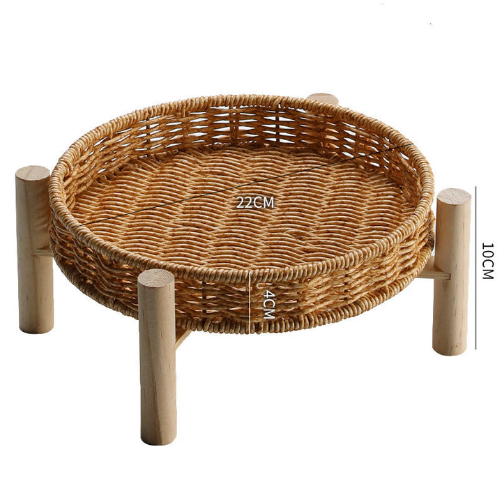 Handwoven Decorative Tabletop Basket with Wooden Legs Kalsten