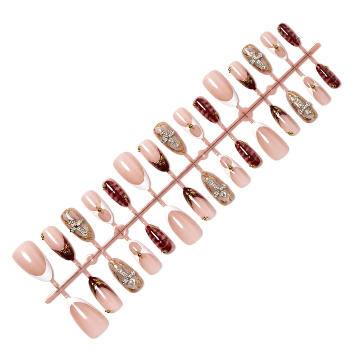 Premium Decorative Press-On Nail Art Set with Gold Accents Kalsten
