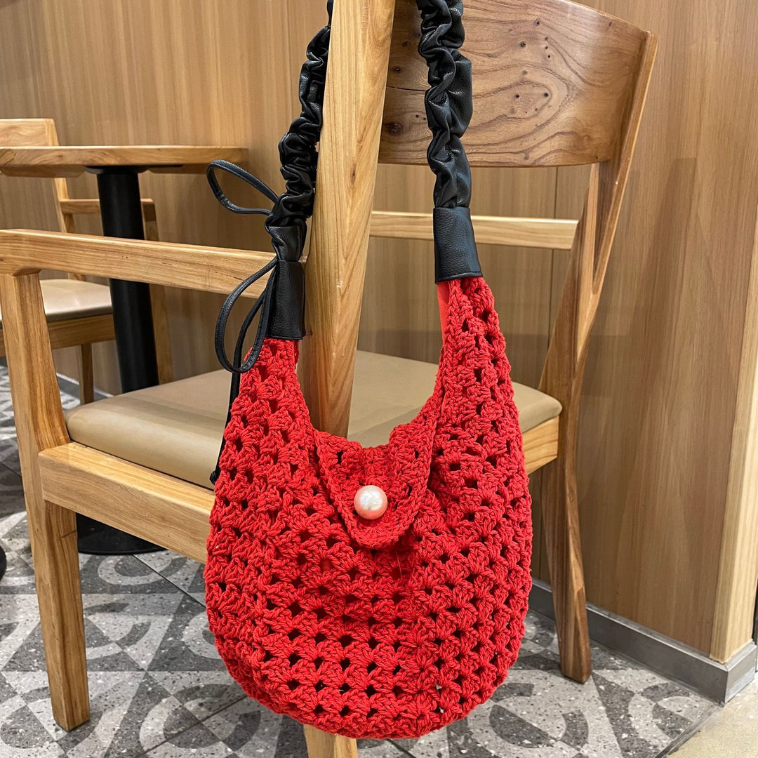 Hand-knotted all-rounder bag with elegant pearl decoration Kalsten