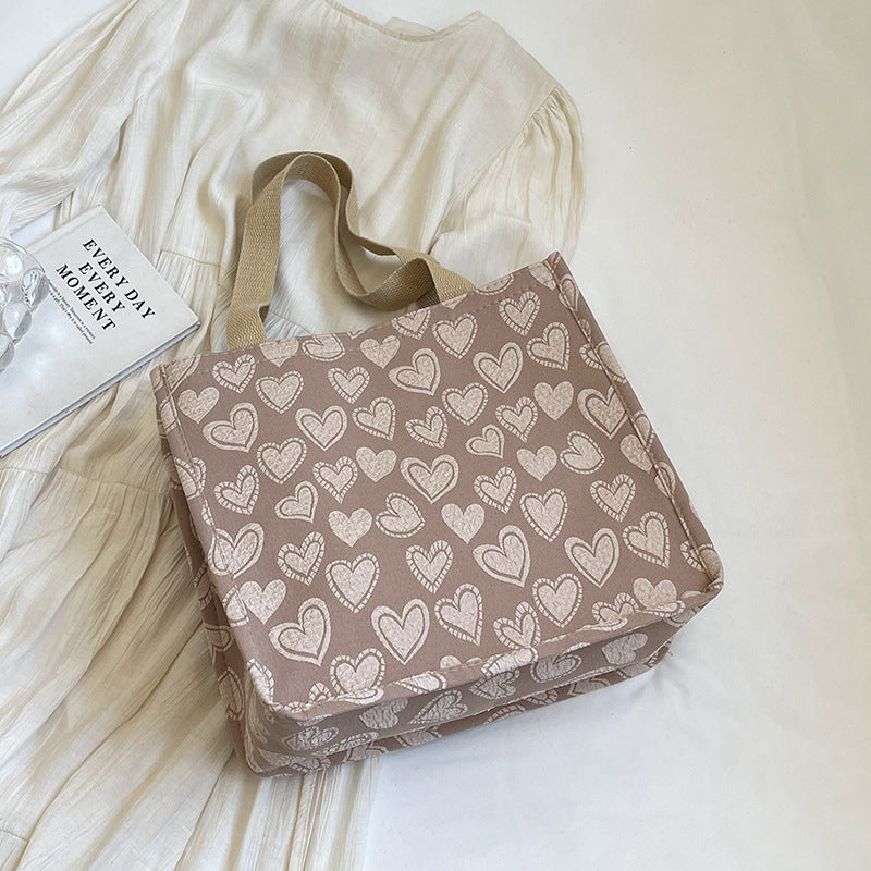 Heart-Embroidered Utility Tote