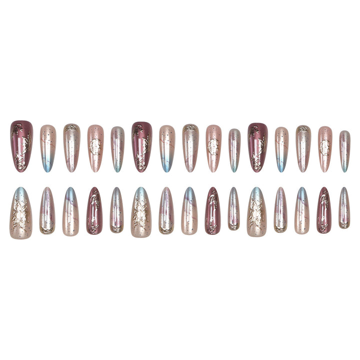 Elegant Stiletto Press-On Nail Set with Metallic Accents Kalsten