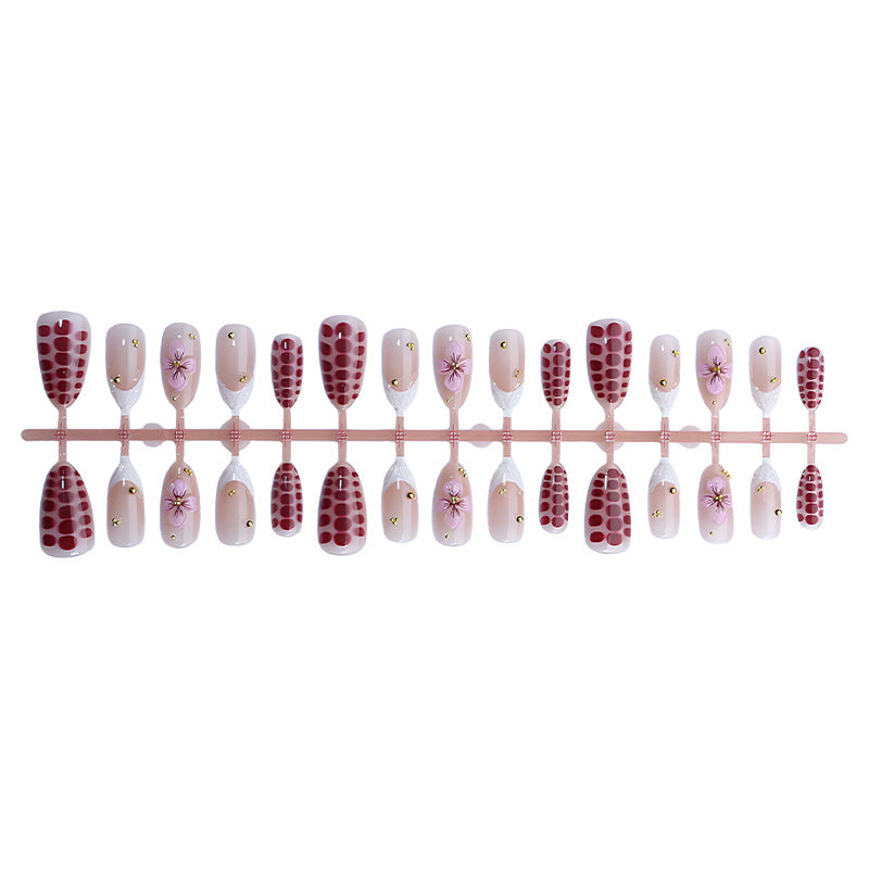 Artificial Nail Set with Elegant Flower and Glitter Accents Kalsten