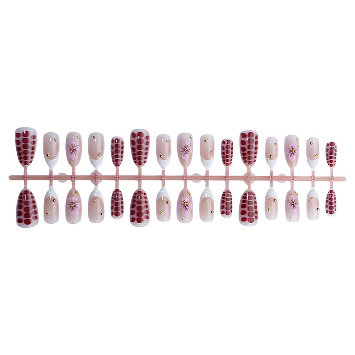 Artificial Nail Set with Elegant Flower and Glitter Accents Kalsten