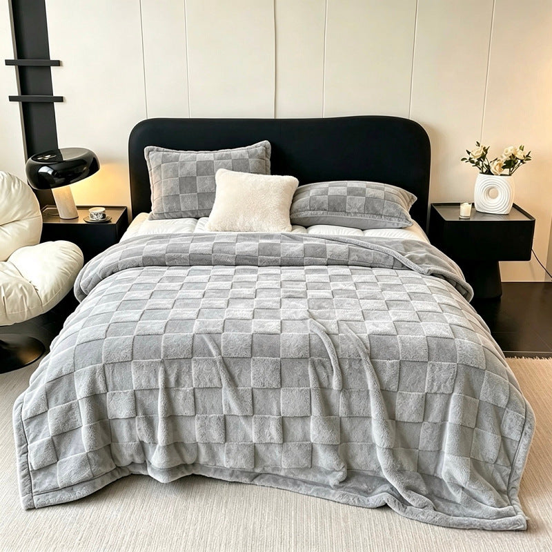 Textured Patchwork Fleece Blanket Kalsten