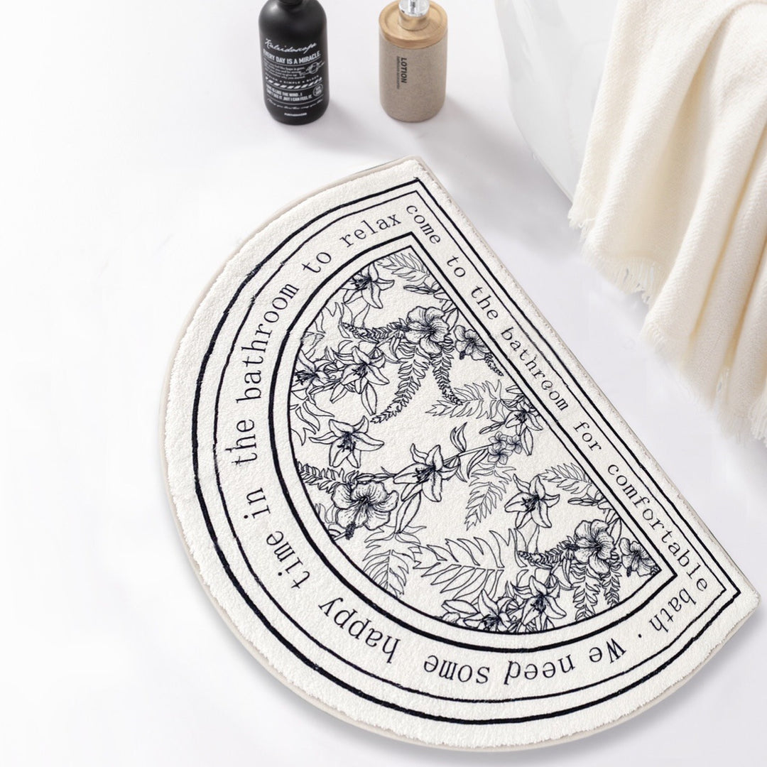 Floral-Themed Bath Mat for Bathroom