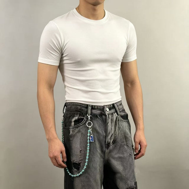 Cropped T-Shirt with Trendy Chain Pendant Kalsten