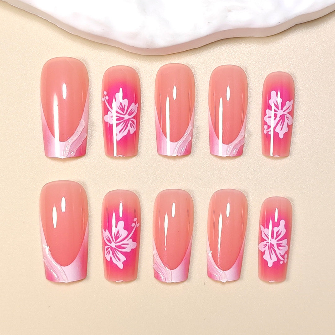 Artificial Nail Set with Floral Decorations Kalsten