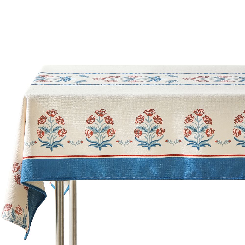 Rectangular oilcloth tablecloth with paisley pattern