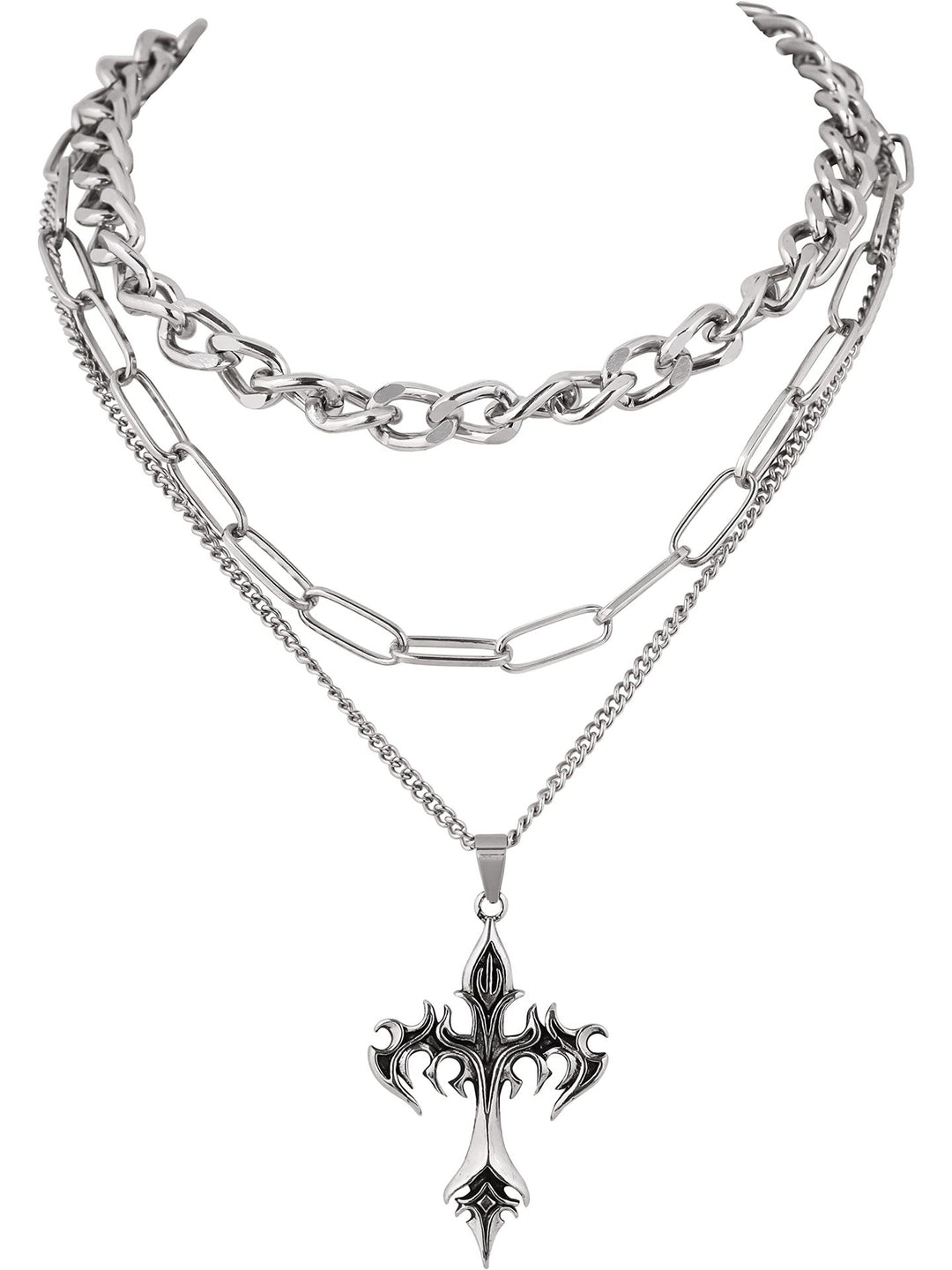 Layered Chain Cross Pendant Necklace Kalsten
