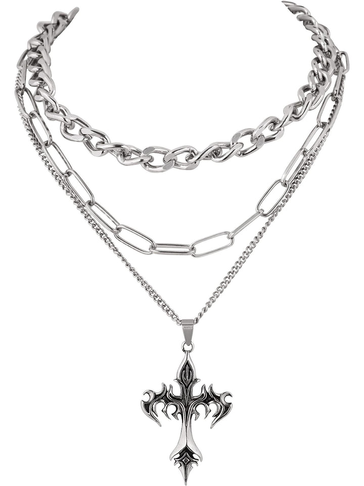 Layered Chain Cross Pendant Necklace Kalsten