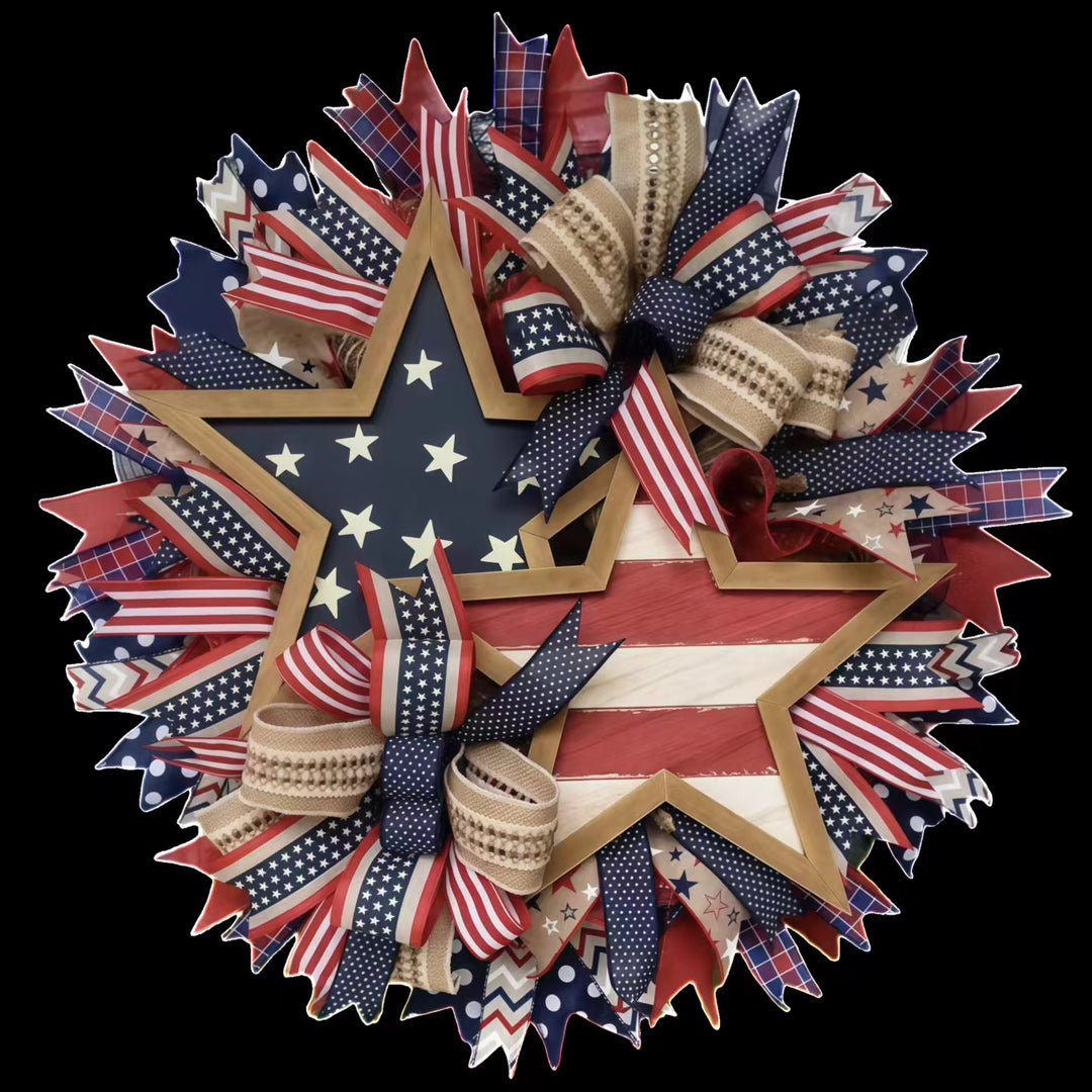 Independence Day patriotic front door wreath with Eagle Statue of Liberty and Liberty Bell accents Kalsten