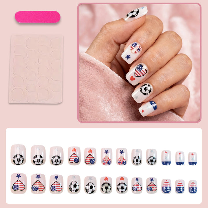 Artificial nail set with creative football and heart designs Kalsten