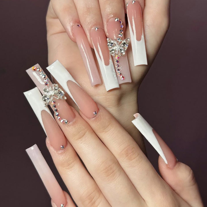 Elegant Decorative Press-On Nails with Rhinestone Accents Kalsten