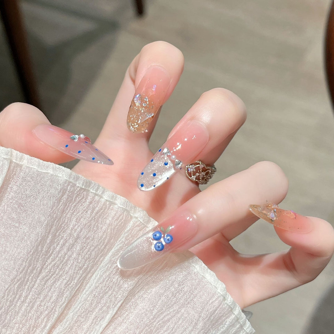 Glamorous Crystal-Studded Stiletto Press-On Nails Kalsten