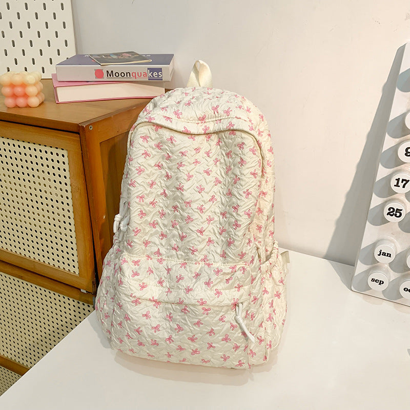 Quilted Floral Patterned Backpack Kalsten